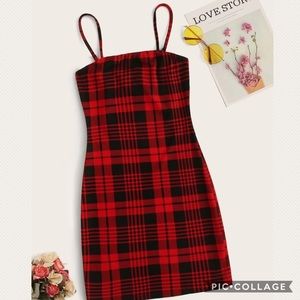 Red Plaid Tone Tartan Patterned Dress